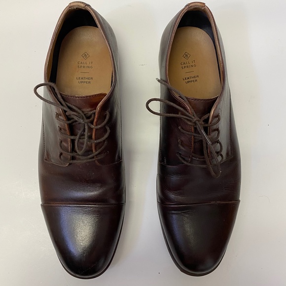 Call It Spring Brown Leather Loafer Dress Shoes - Picture 2 of 4